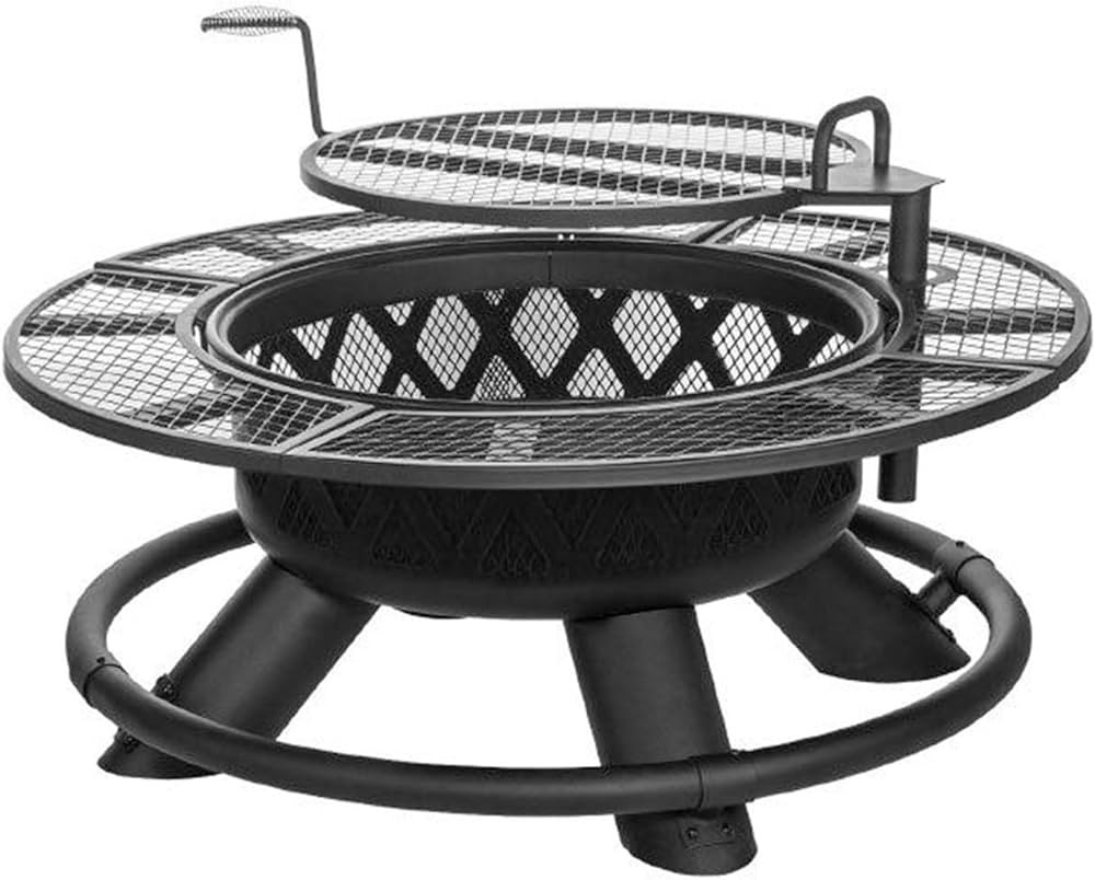 47-Inch Ranch Deep Bowl Fire Pit w/Adjustable Grill Top, Safety Ring and Swiveling Cooking Grate ... | Amazon (US)
