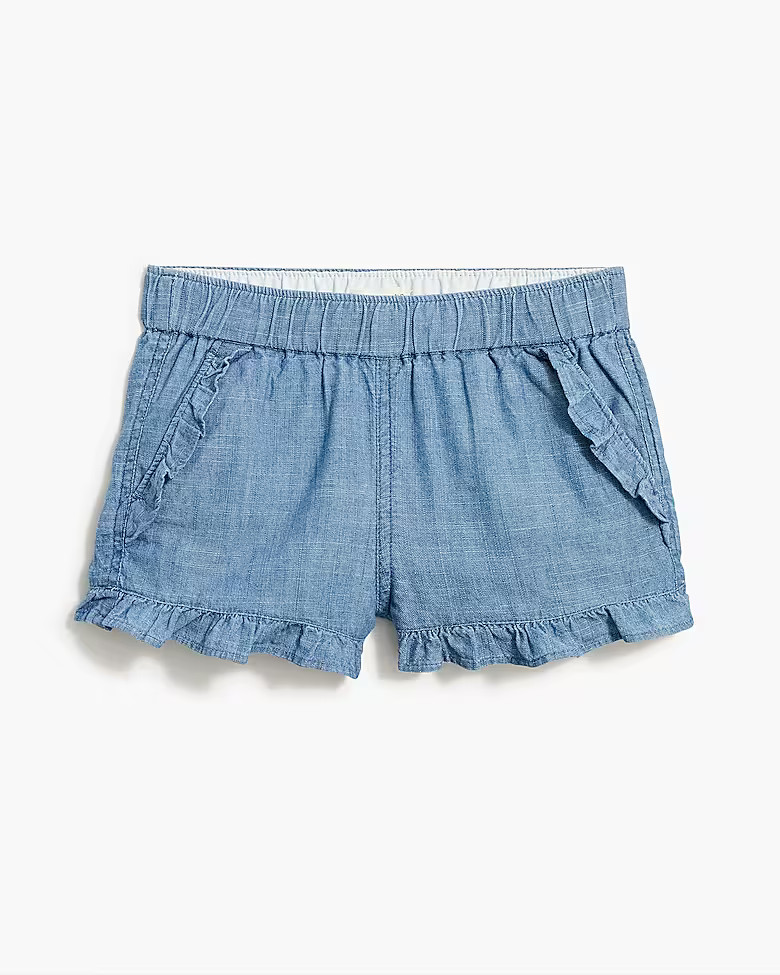 Girls' chambray short with ruffle trim | J.Crew Factory