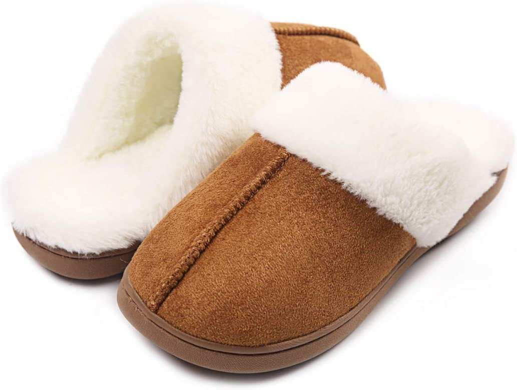 Womens Slippers Memory Foam Fluffy Fur Warm Soft Indoor Outdoor House Shoes | Amazon (US)
