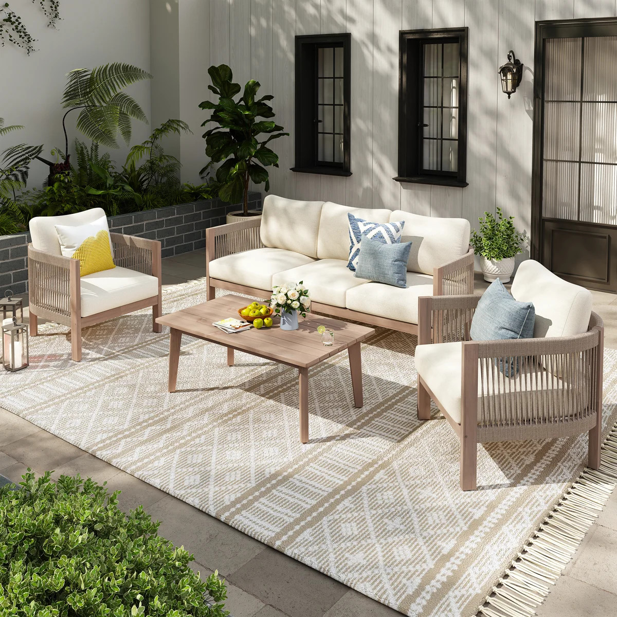Person Outdoor Seating Group With Cushions | Wayfair North America