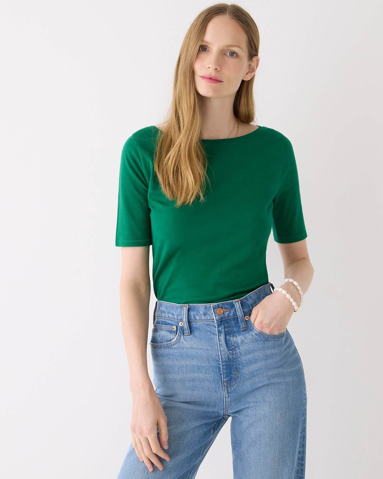 Organic slub cotton elbow-sleeve T-shirt | J. Crew US