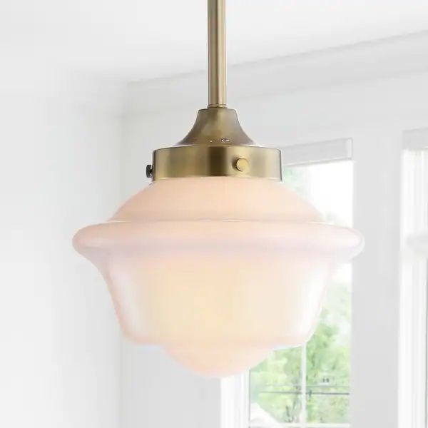 Cleo Adjustable Drop Metal/Glass LED Pendant, by JONATHAN Y - Overstock - 35645061 | Bed Bath & Beyond