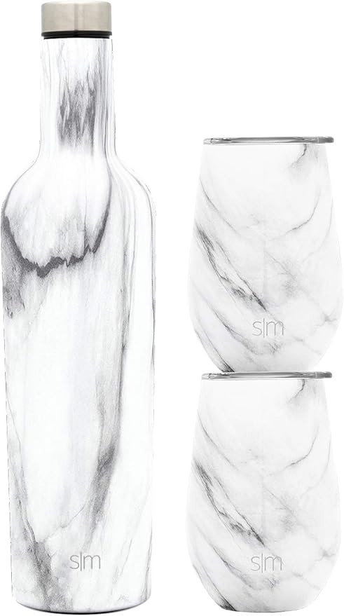 Simple Modern Spirit Wine Bundle - 2 12oz Wine Tumbler Glasses with Lids & 1 Wine Bottle - Vacuum... | Amazon (US)