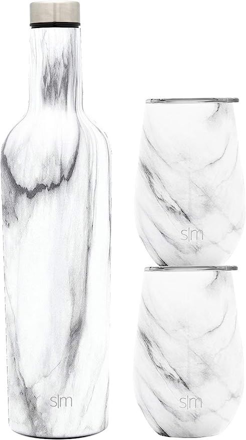 Simple Modern Spirit Wine Bundle - 2 12oz Wine Tumbler Glasses with Lids & 1 Wine Bottle - Vacuum... | Amazon (US)