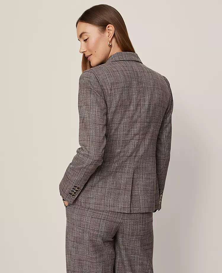 The Notched One Button Blazer in Plaid | Ann Taylor