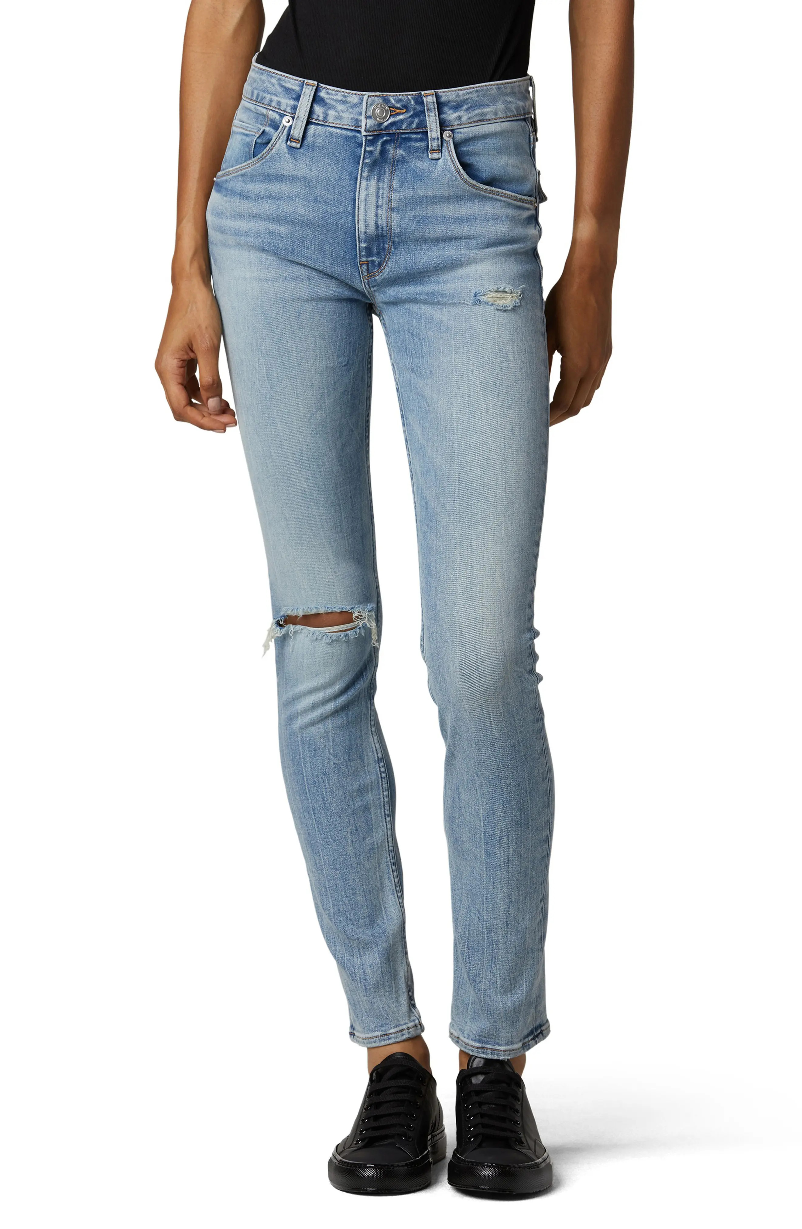 Women's Hudson Jeans Collin Ripped Skinny Jeans, Size 29 - Blue | Nordstrom