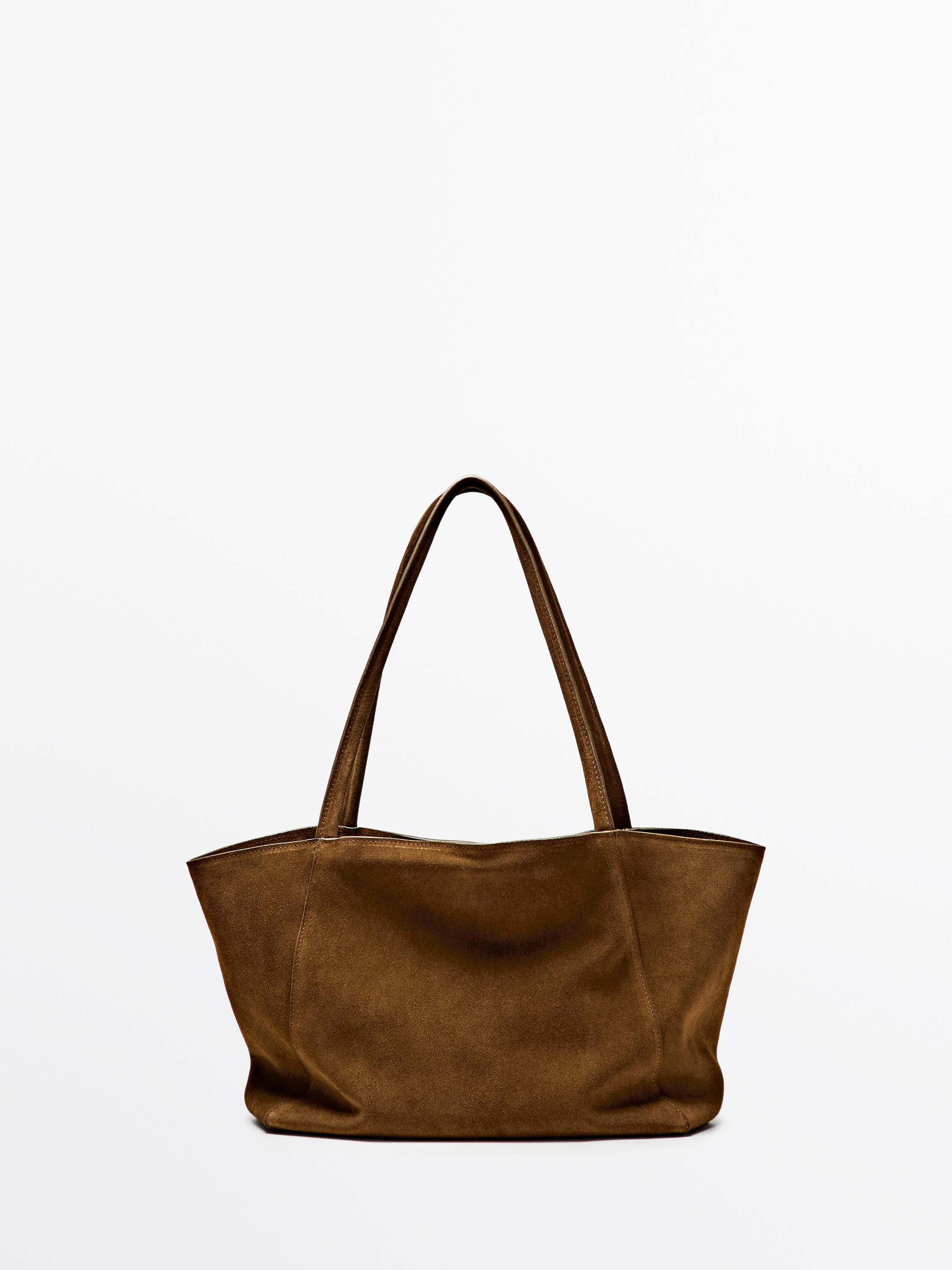 Medium split suede leather bag | Massimo Dutti UK