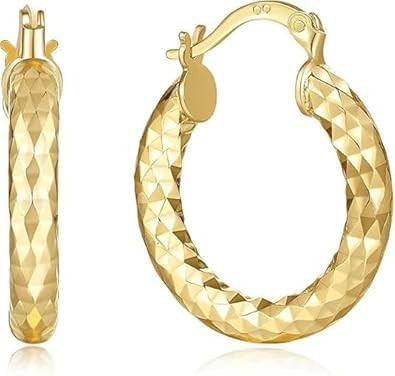 Gold Hoop Earrings 14K Gold Hoop Earrings for Women Wrinkle Texture Earring for Women Hypoallerge... | Amazon (US)