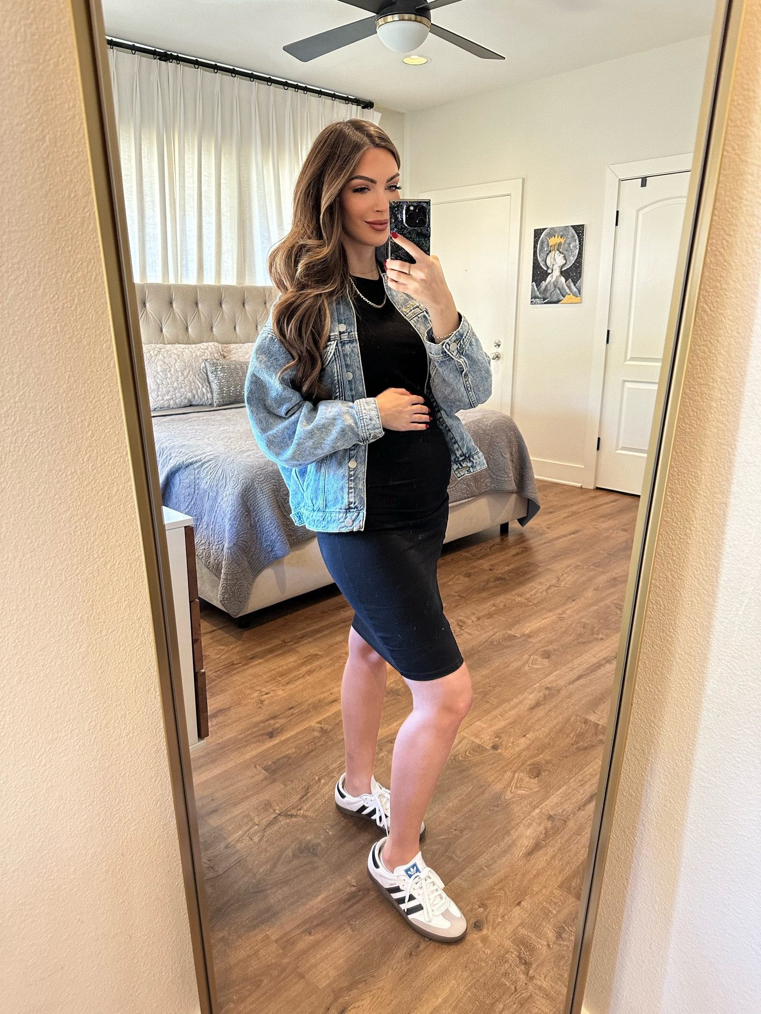 This Amazon t-shirt dress will be a staple in my pregnancy wardrobe. It is non maternity but has lots of room to grow. I paired with a blue denim jacket and of course the sneakers. Wearing size small in dress and jacket. 

#LTKfindsunder100 #LTKfindsunder50 #LTKbump