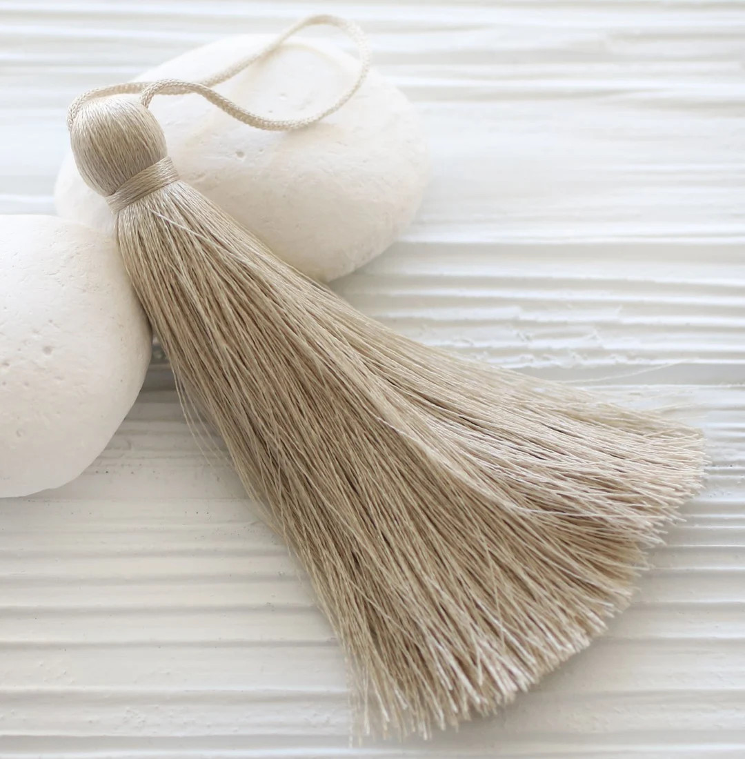 Taupe Brown Tassel, Extra Large Tassels, Tan, Beige, Latte Brown Silk Tassels, Tassel Pendant, De... | Etsy (US)