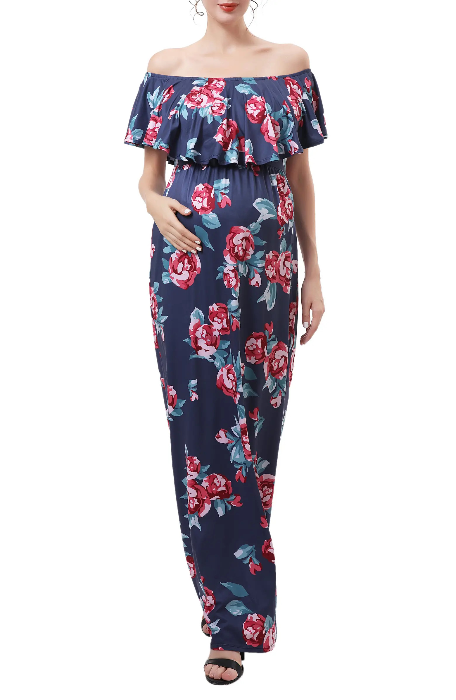 Kimi and Kai Brielle Off the Shoulder Maternity/Nursing Maxi Dress | Nordstrom | Nordstrom