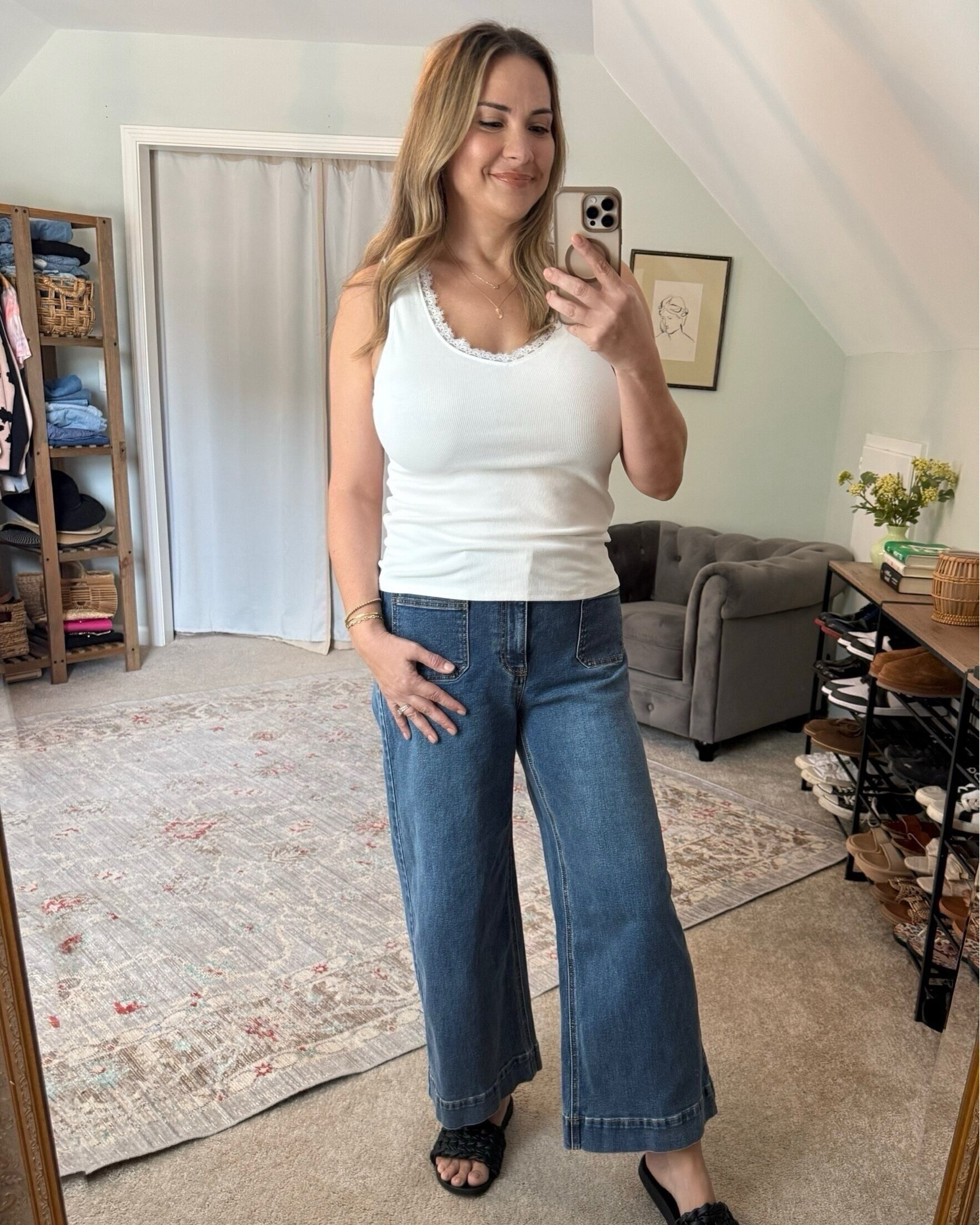 👖 MOST LOVED Jeans Now ➡️ Later
The Caroline wide leg denim and lace trim tank feel just right for this season shift. Effortless, versatile, and easy to wear on repeat. Before long it’s time to add that extra layer and this countryside green sweater is an instant favorite (the button detail is so good) 💚 
I love how SEAS makes style feel polished but lived in, comfortable yet intentional. Pieces that move with you from coffee runs to cozy nights without a second thought. ✨
Simple. Thoughtful. Intentional. Pieces you’ll keep reaching for!

#HiSEAS @78andsunnyapparel
Shop the look on my LTK ⬇️
