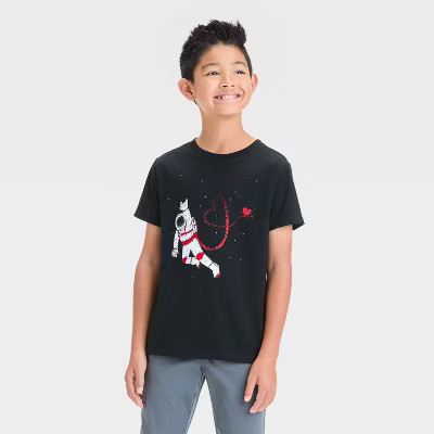 Boys' Short Sleeve Valentine's Day Graphic T-Shirt - Cat & Jack™ Black S | Target