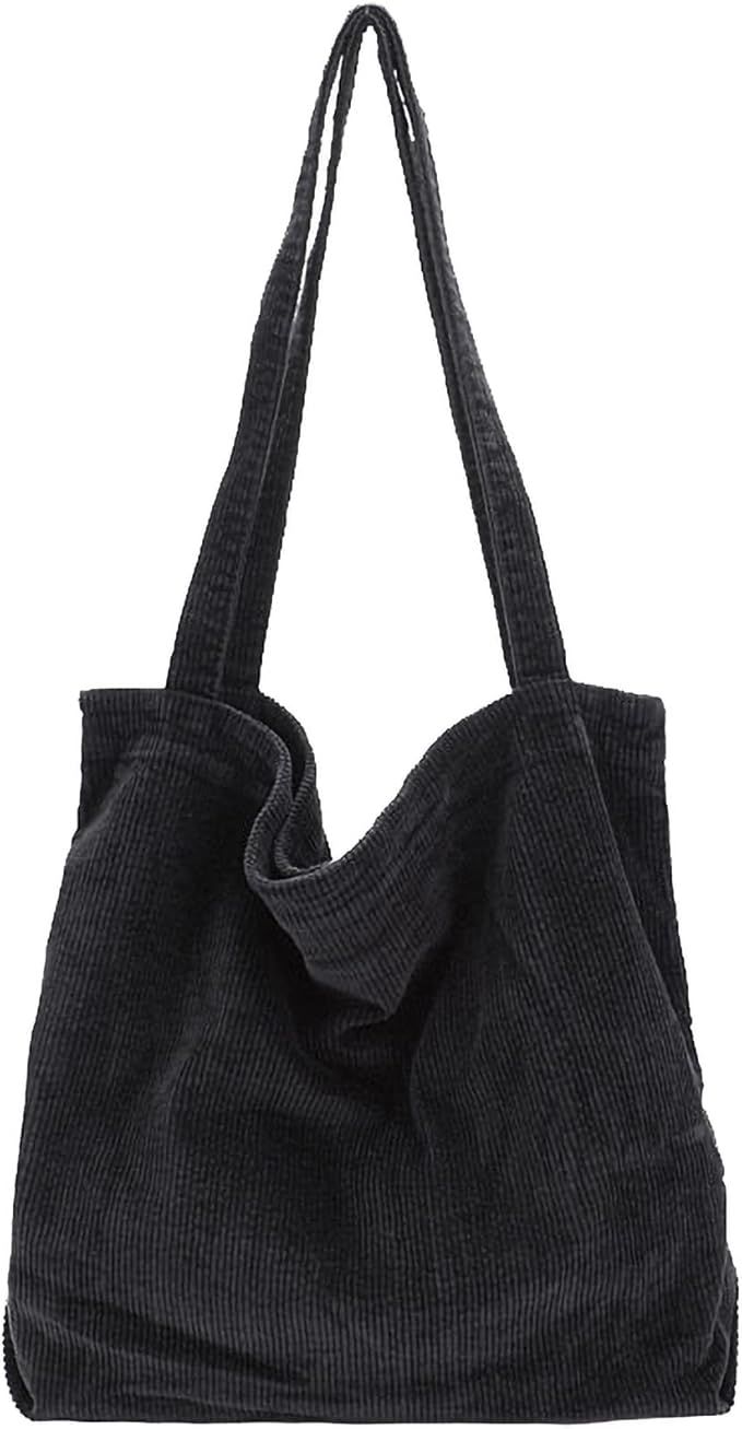 ALUWU Corduroy Tote Bag for Women Girl Canvas Shoulder Handbags Cute Large Purse | Amazon (US)