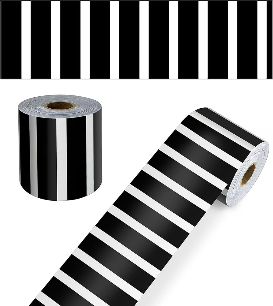 Carson Dellosa 65 Feet Black & White Stripes Bulletin Board Borders, Straight Rolled Border Trim,... | Amazon (US)