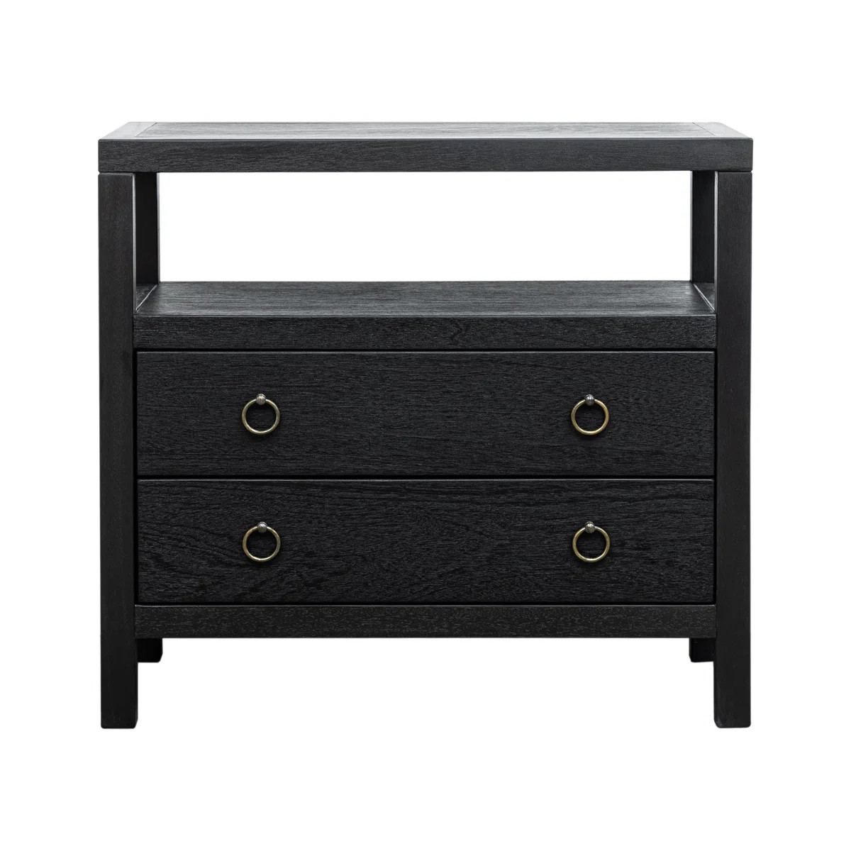 Linea 2 Drawer Nightstand with Shelf, 28"W, Black | Wayfair North America