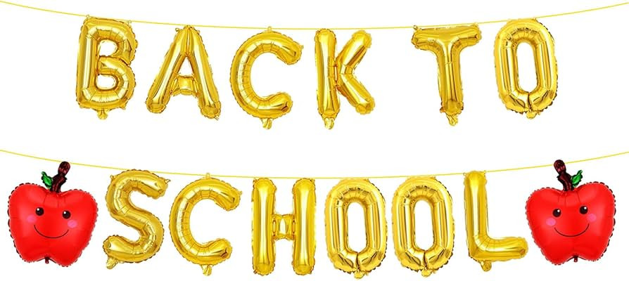 14Pcs Back To School Balloons - 16inch Gold Letter Balloons for Back to School Decorations - Firs... | Amazon (US)