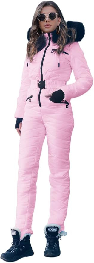 Yousify Womens Onesies Ski Suit Winter Outdoor Sports Waterproof Snowsuit Jumpsuits Jacket | Amazon (US)