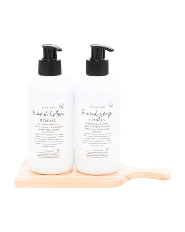 Hand Soap And Hand Lotion On Cutting Board | Marshalls