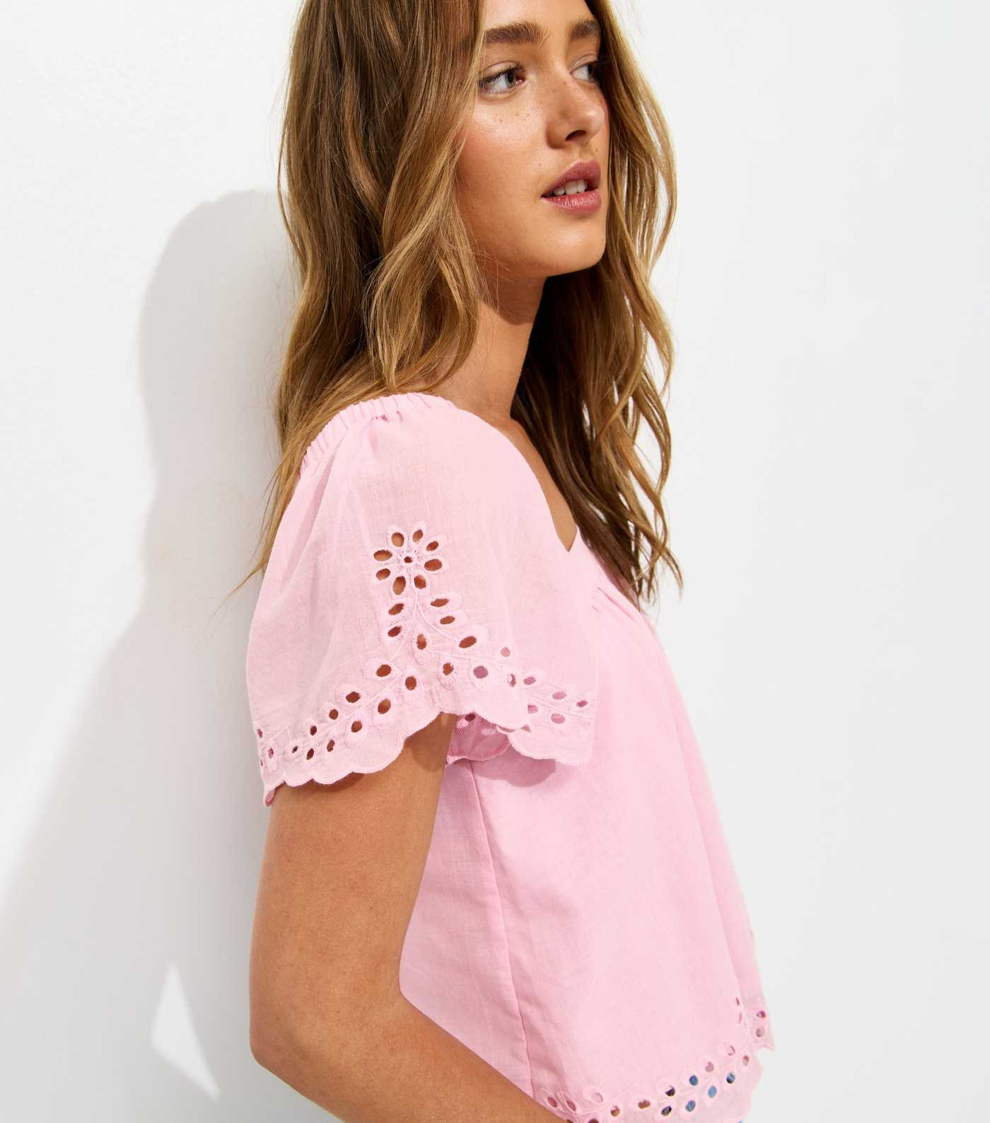 Pink Embroidered Square Neck Blouse | New Look | New Look (UK)