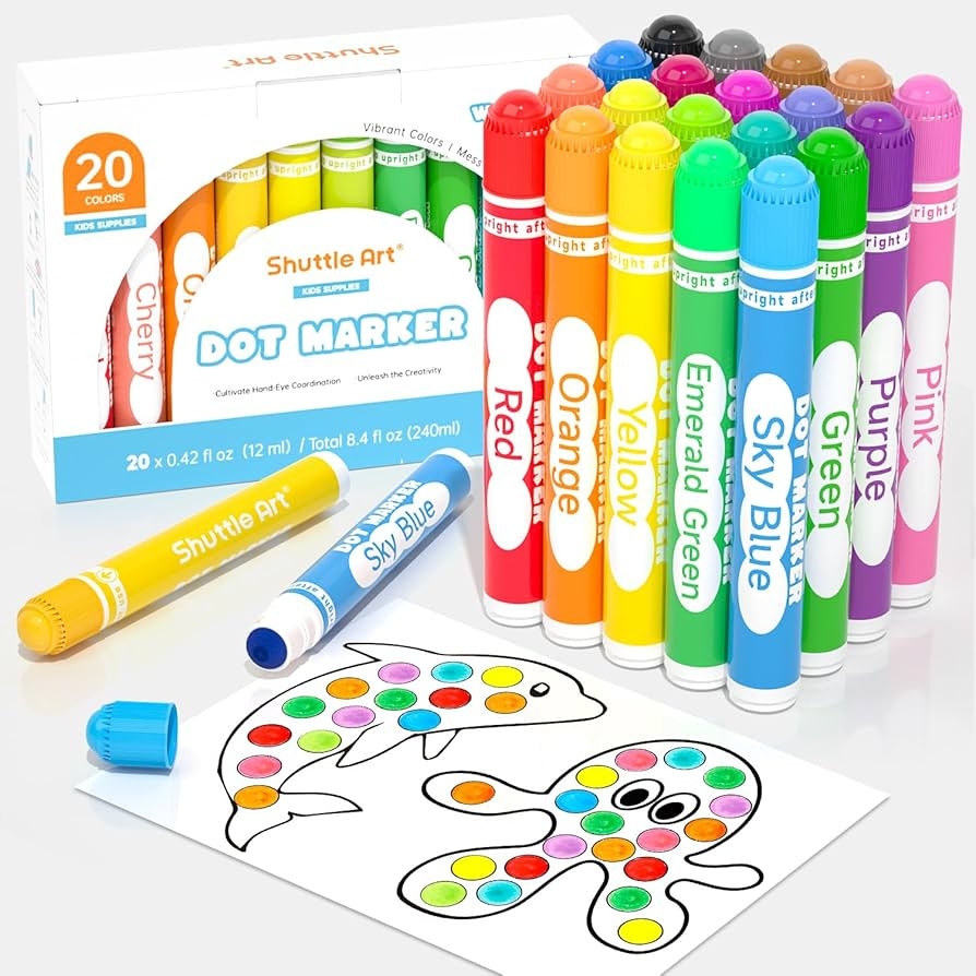 Shuttle Art Dot Markers, 20 Colors Washable Markers for Toddlers,Bingo Daubers Supplies Kids Pres... | Amazon (US)