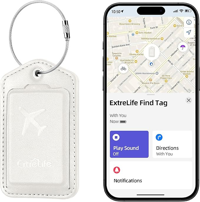 Luggage Tags, Works with Apple Find My, Leather Luggage Tag for Suitcases, Travel Tags, Bag Tag, ... | Amazon (US)