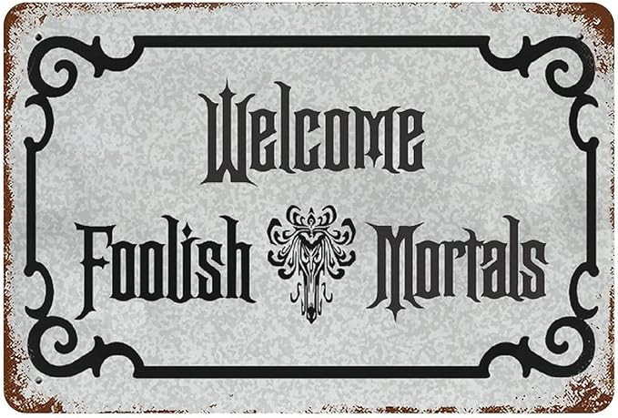 JPKIROZR retro Halloween Haunted Emo Room Decor Welcome Foolish Mortals tin sign metal poster wal... | Amazon (US)