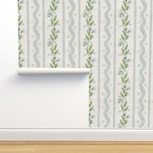 Soft Blue and greens on white | Spoonflower