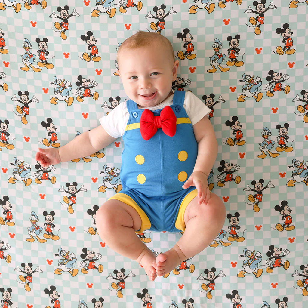 Blue Daywear Disney Donald Duck French Terry Short Overalls | Posh Peanut® | Posh Peanut