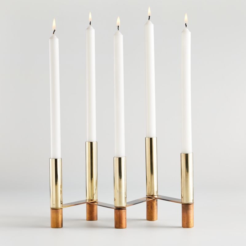 Lavelle Metal Taper Holder Candelabra | Crate and Barrel | Crate & Barrel