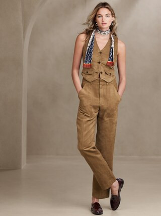 Vegan Suede Straight Pant | Banana Republic Factory