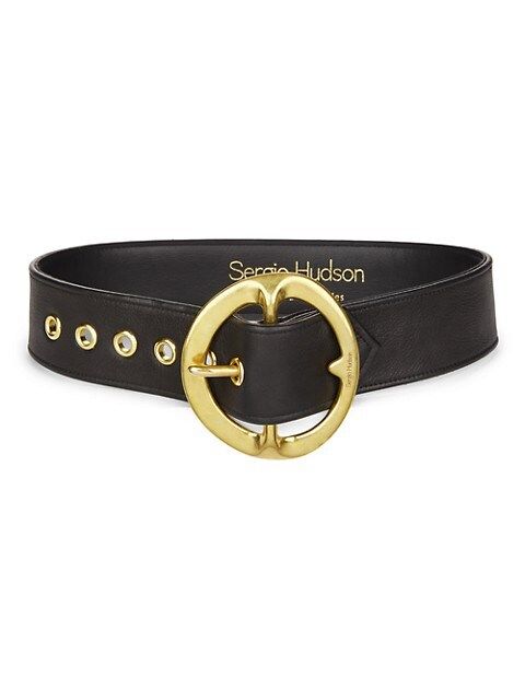 Sergio Hudson Signature Buckle Leather Belt | Saks Fifth Avenue