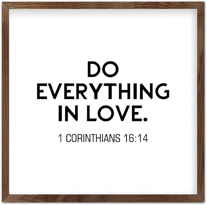 Wood Sign with Frame,Do Everything in Love Farmhouse Rustic Wooden Framed Sign with Quote Wood Wa... | Amazon (US)