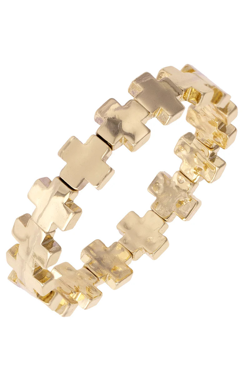 Edith Square Cross Stretch Bracelet in Shiny Gold | CANVAS