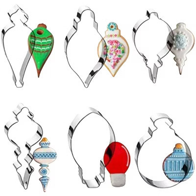Aoibox Christmas Ornament Cookie Cutter Set - 6 Assorted Stainless Steel Designs for Holiday Baking and Party Decorations | Target