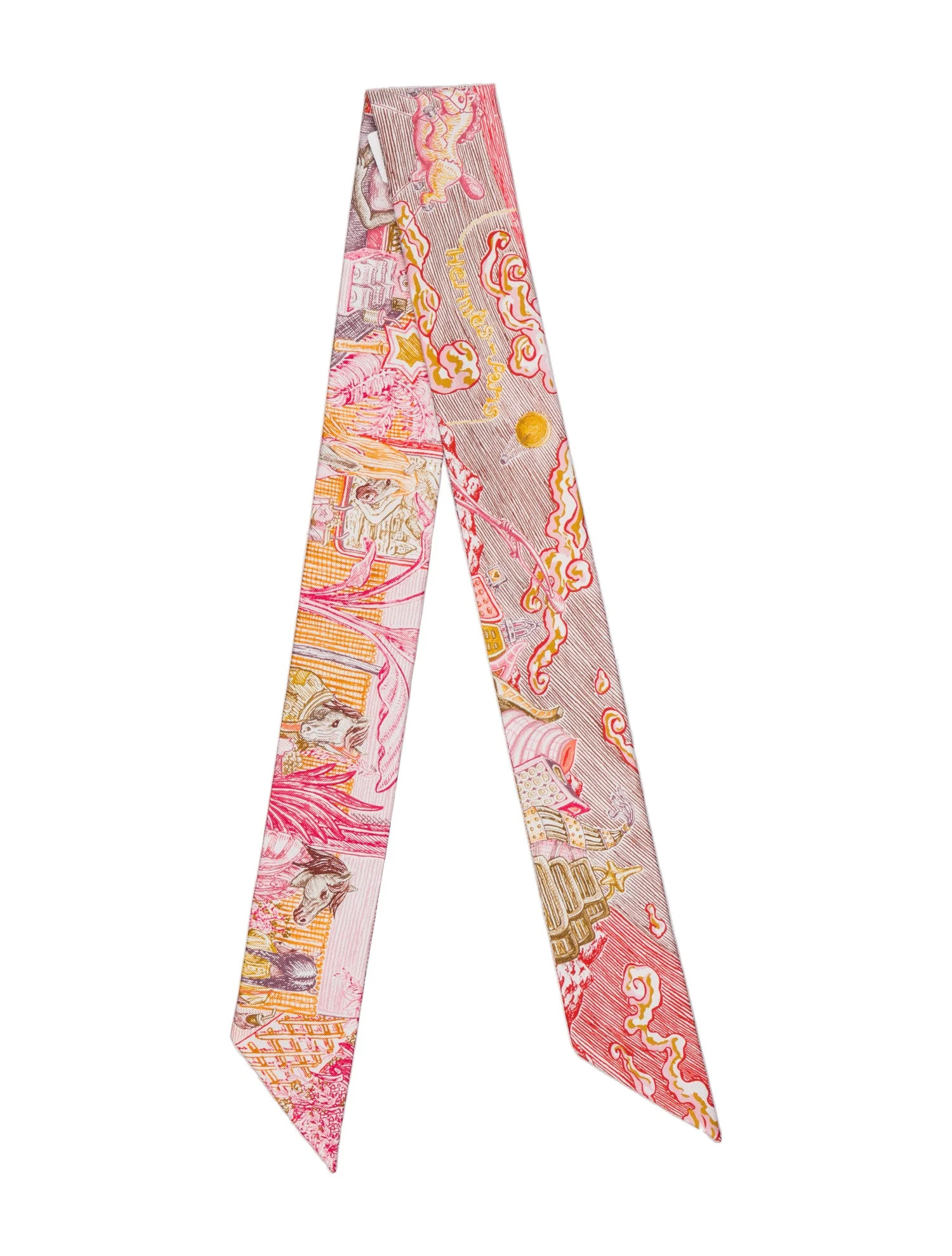Hermès City Of Light Silk Twilly Scarf w/ Tags - Pink Scarves and Shawls, Accessories - HER82022... | The RealReal