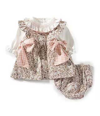 Edgehill Collection Baby Girls Long Sleeve Floral Side-Bow Dress | Dillard's | Dillard's