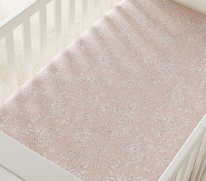 Gwen Floral Organic Crib Fitted Sheet | Pottery Barn Kids | Pottery Barn Kids