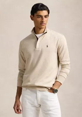 Polo Ralph Lauren Men's Luxury Jersey Quarter-Zip Pullover, Grey, XL | Belk