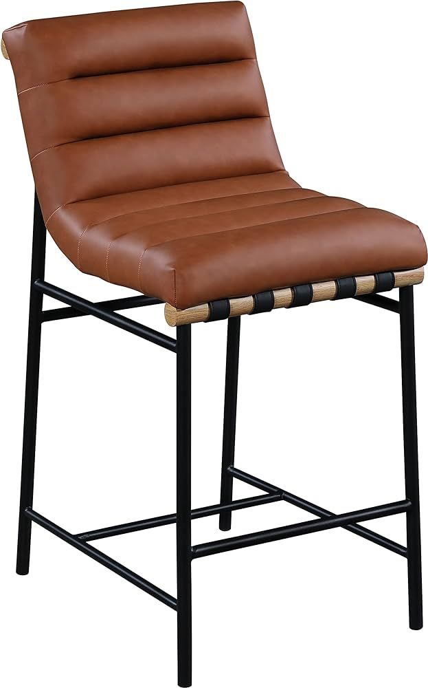 Meridian Furniture 857Cognac-C Burke Collection Modern | Contemporary Faux Leather Upholstered Co... | Amazon (US)