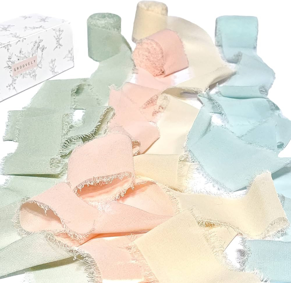 GROOVELY Silk Chiffon Ribbon for Gift Wrapping, Wedding Decorations, Bridal Shower Decorations, E... | Amazon (US)