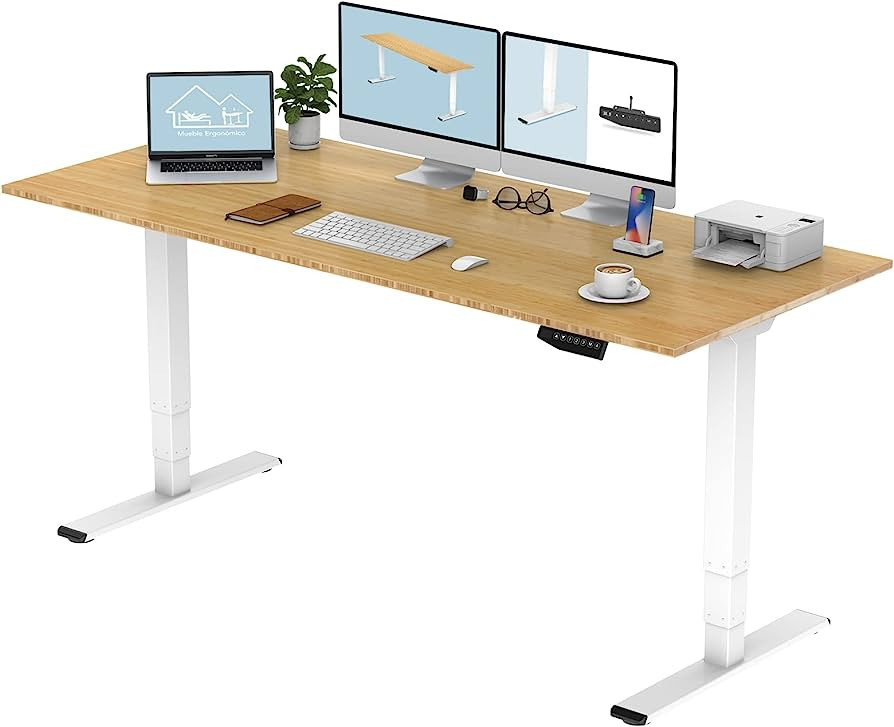FLEXISPOT Pro 3 Stages Dual Motor Electric Standing Desk 78x30 Inch Bamboo Whole-Piece Board Heig... | Amazon (US)