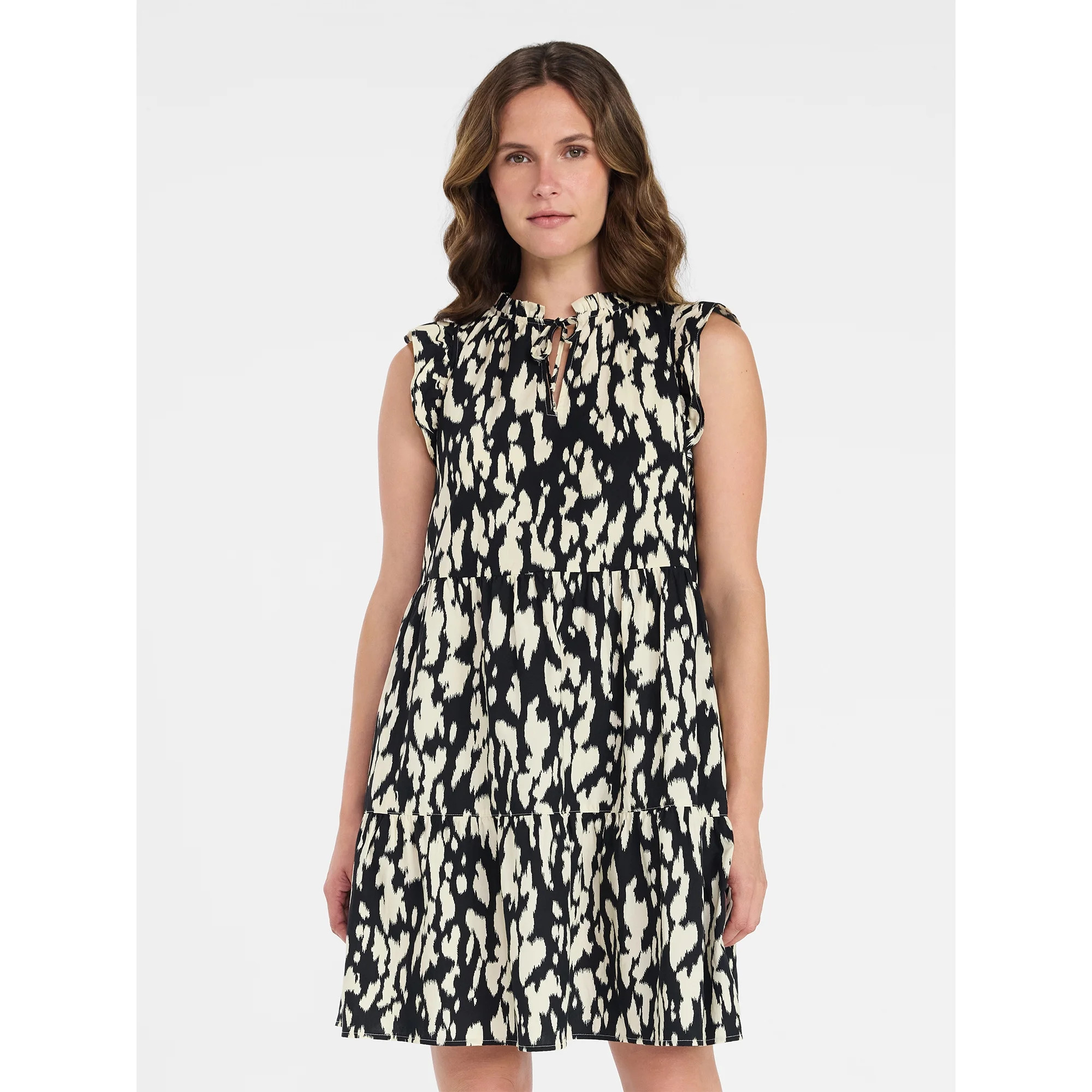 Time and Tru Women’s and Women’s Plus Flutter Sleeve Cotton Mini Dress, Sizes XS-4X | Walmart (US)