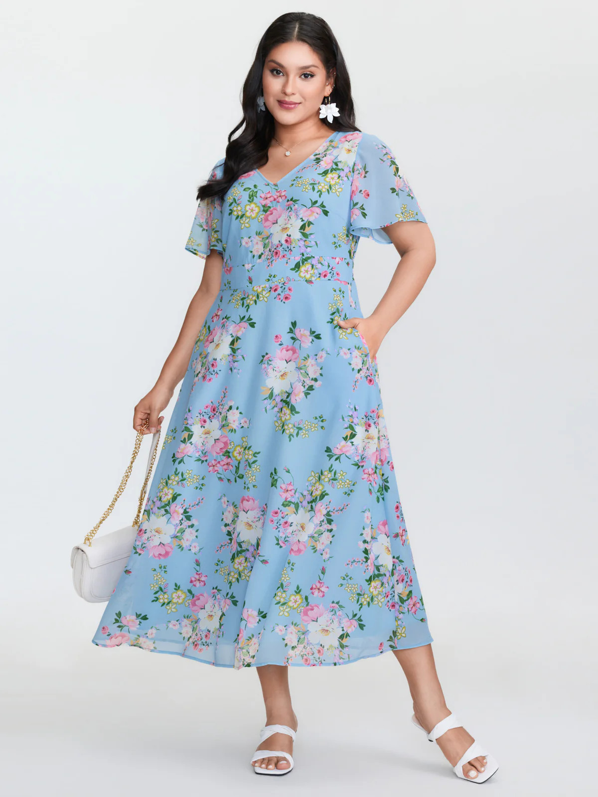 Elegant Floral Print Flowy Maxi Dress | Bloomchic