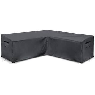 Patio L-Shaped Sectional Sofa Cover 104 in. x 83 in. x 32 in. /31 in. Gray Outdoor Sofa Cover HD-... | The Home Depot