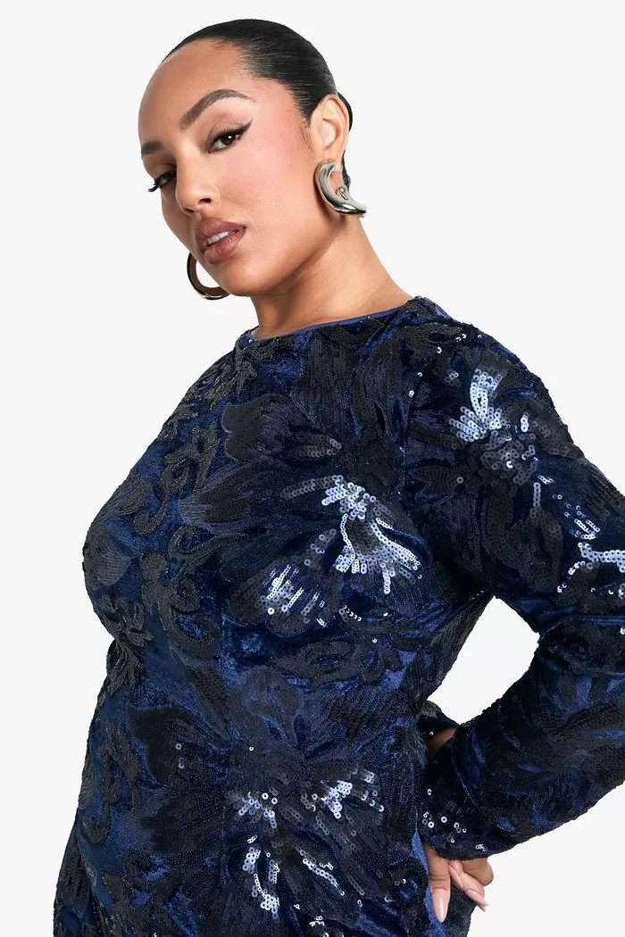 Plus Velvet Demask Bodycon Dress | boohoo (US & Canada)