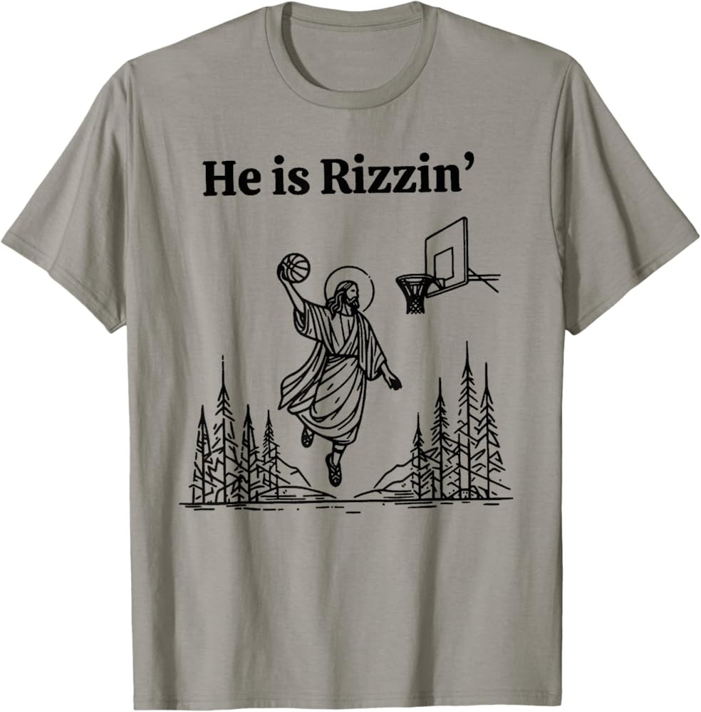 He is Rizzin Funny Basketball Retro Christian Religious Tee T-Shirt | Amazon (US)
