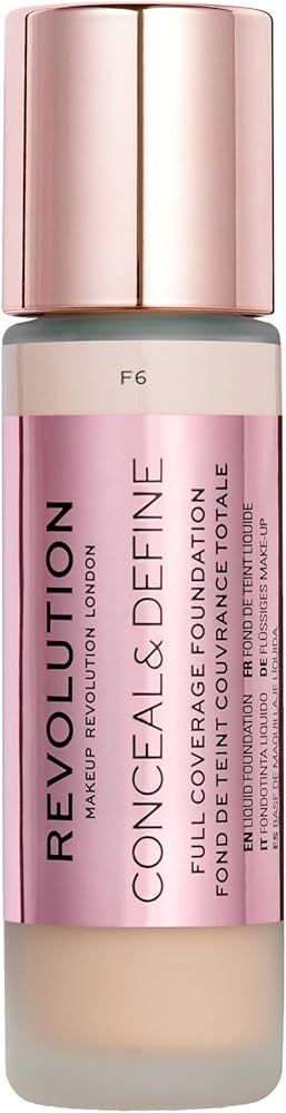 Makeup Revolution Conceal and Define Foundation, Full Coverage & Matte Finish, F6 for Light/Mediu... | Amazon (US)