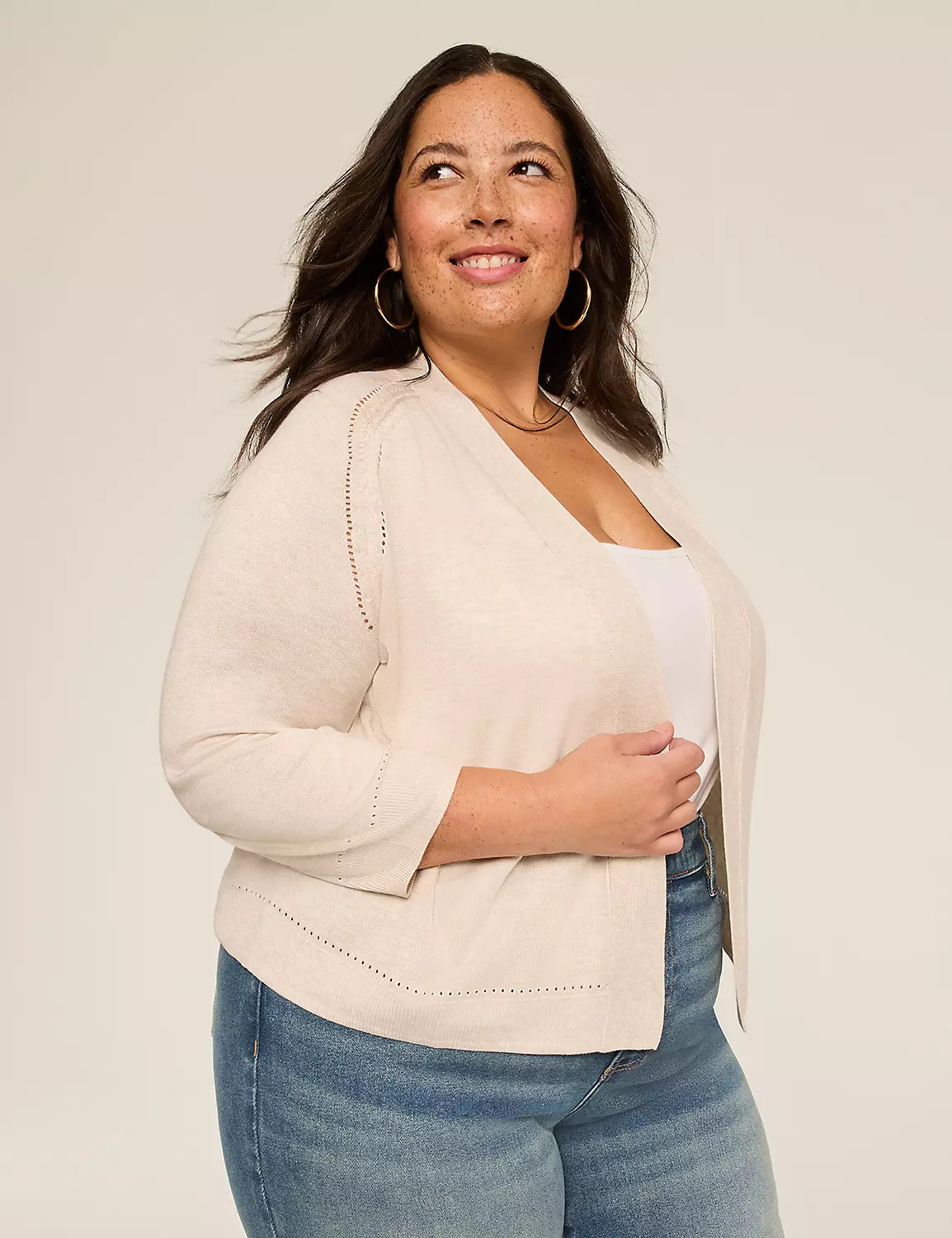 3/4-Sleeve Open-Front Shrug | LaneBryant | Lane Bryant (US)