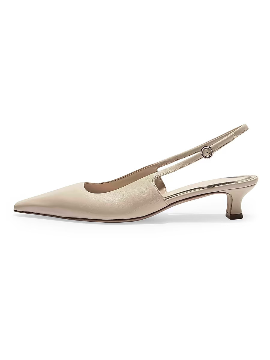 Women's 35MM Leather Slingback Pumps - Creamy - Size 9.5 | Saks Fifth Avenue